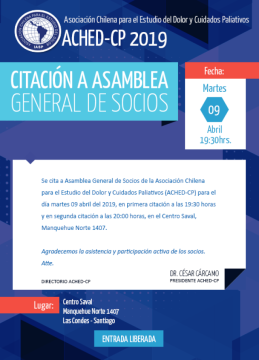  9 de abril: Citación a Asamblea ACHED